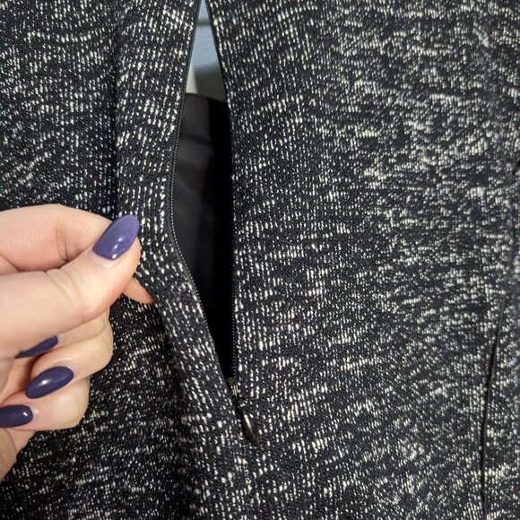 Talbots Tweed Dress Womens 22W Black White Zip Back Short Sleeve Shift Midi Knee - Picture 4 of 6